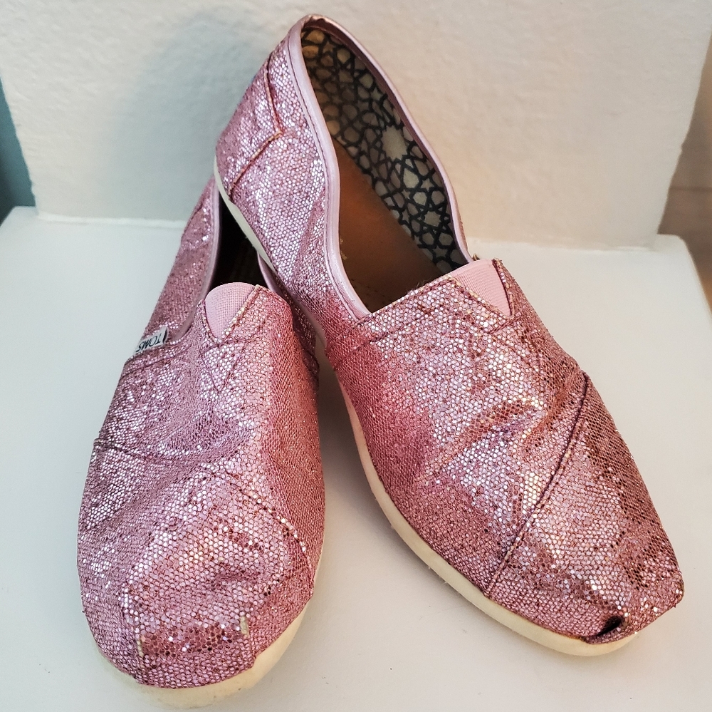 TOMS Pink Glitter shoes